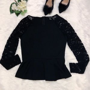 Forever 21 Black Top, Size (M), lace sleeves